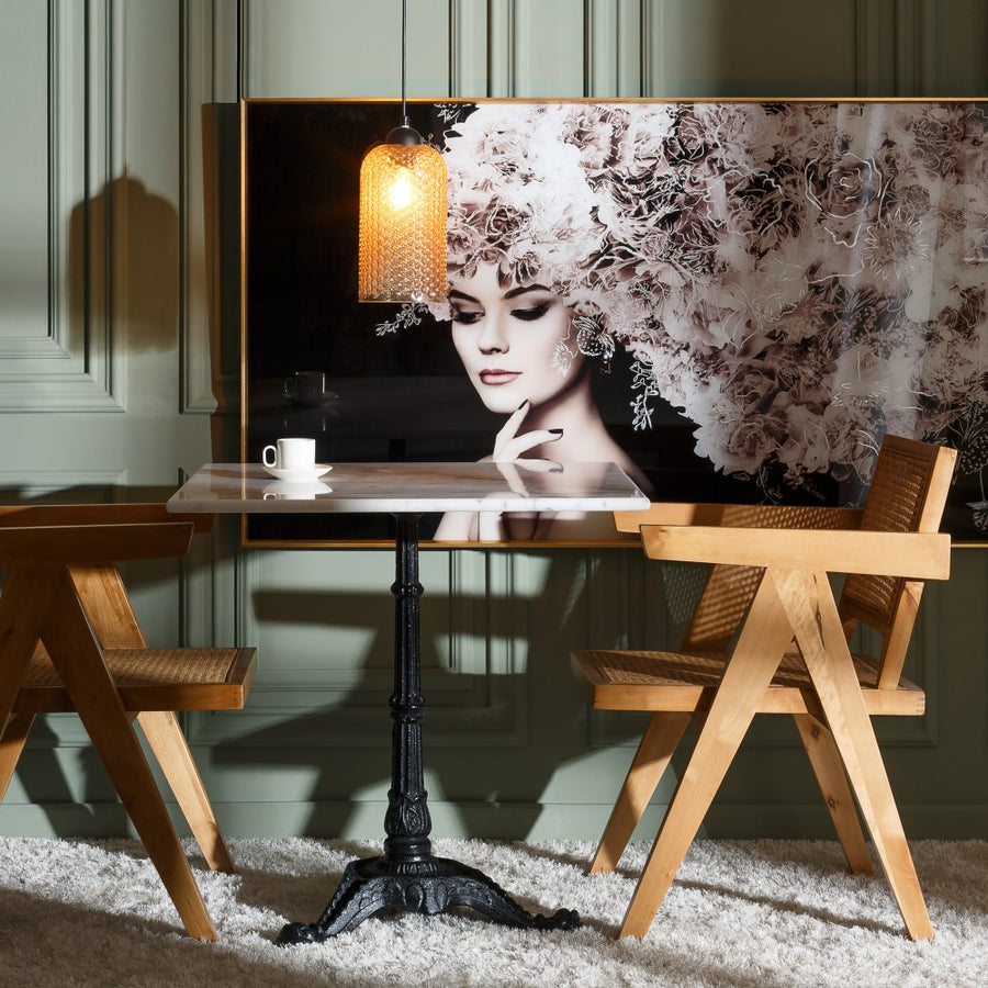 WHITE AND BLACK METAL-MARBLE SIDE TABLE 70 X 70 X 71 CM