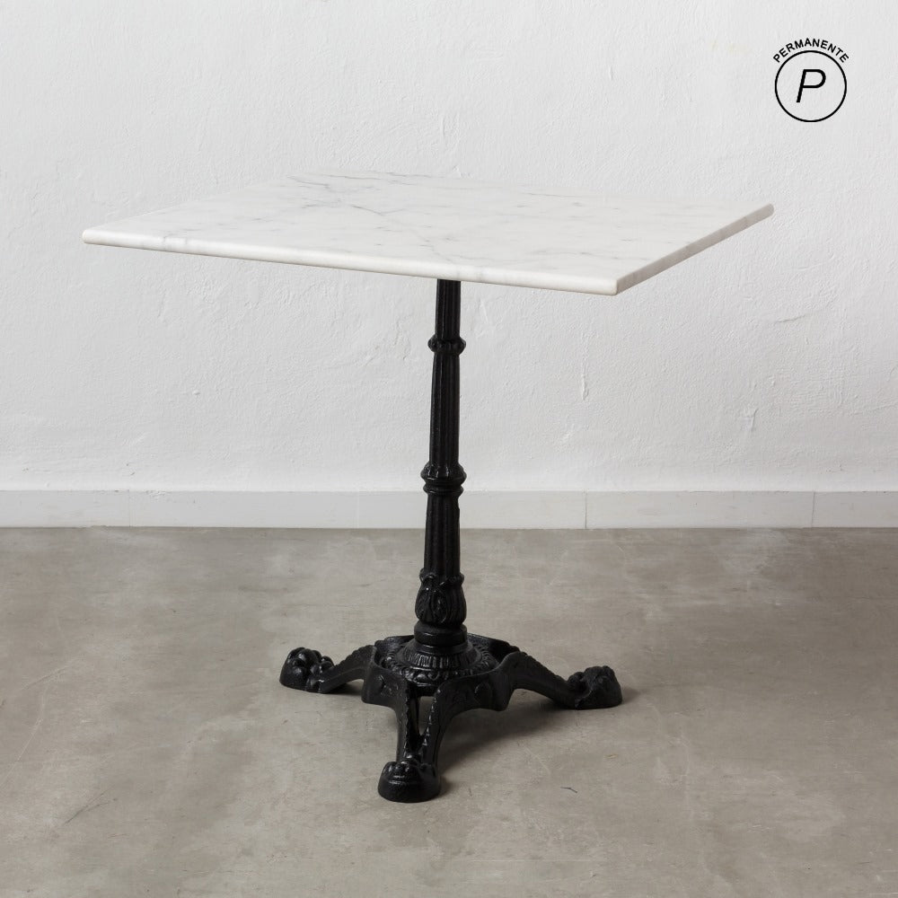 MESA AUXILIAR BLANCO-NEGRO METAL-M�RMOL 70 X 70 X 71 CM
