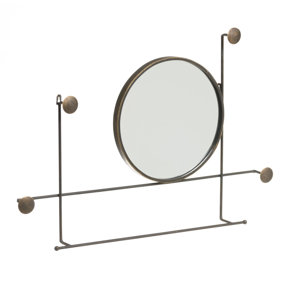 TOALLERO ESPEJO BRONCE METAL DECORACIÓN 84,50 X 8 X 58,50 CM