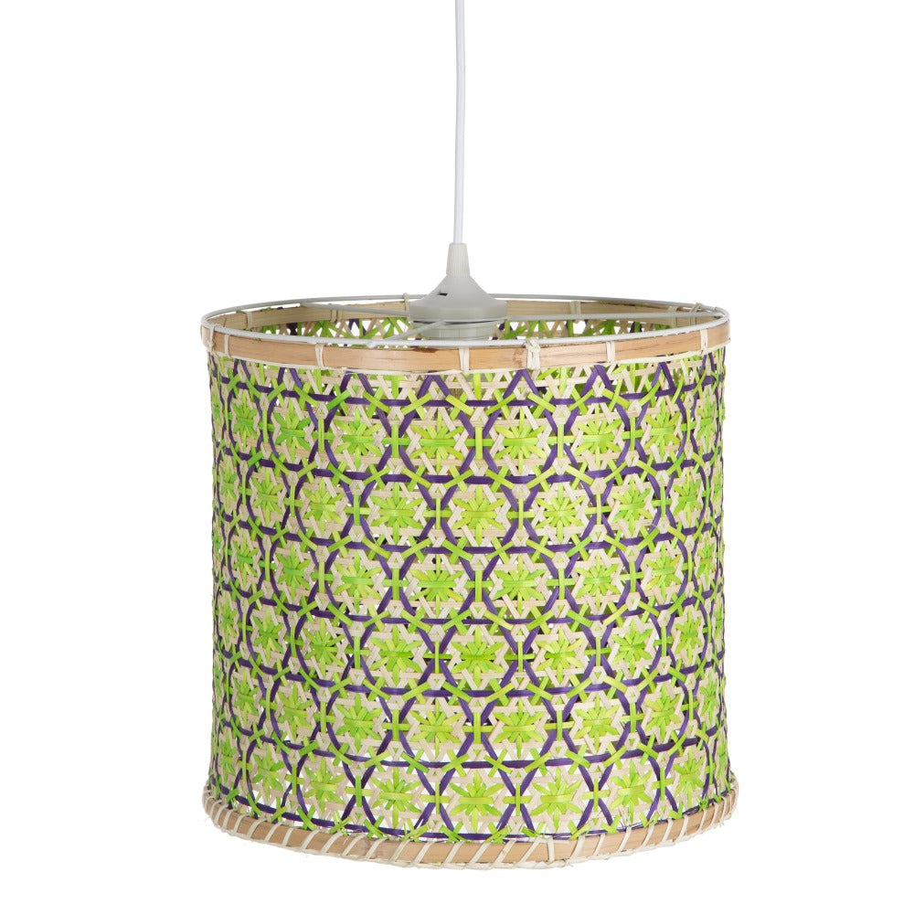 S/3 LÁMPARA TECHO NATURAL-VERDE BAMBÚ 32 X 32 X 29 CM