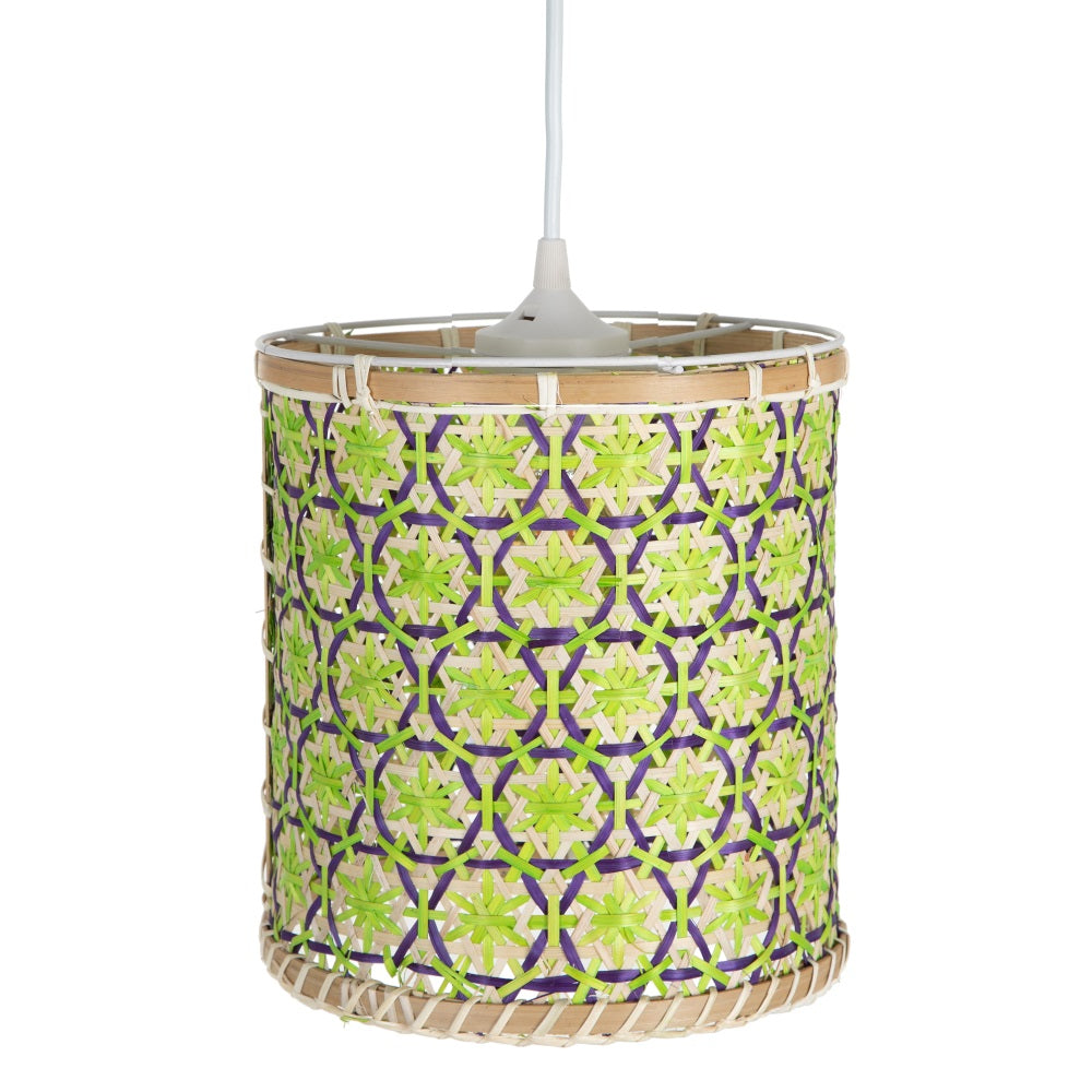 S/3 LÁMPARA TECHO NATURAL-VERDE BAMBÚ 32 X 32 X 29 CM