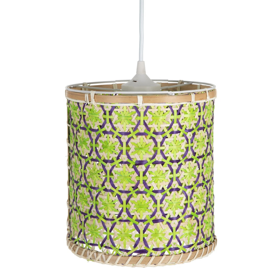 S/3 LÁMPARA TECHO NATURAL-VERDE BAMBÚ 32 X 32 X 29 CM