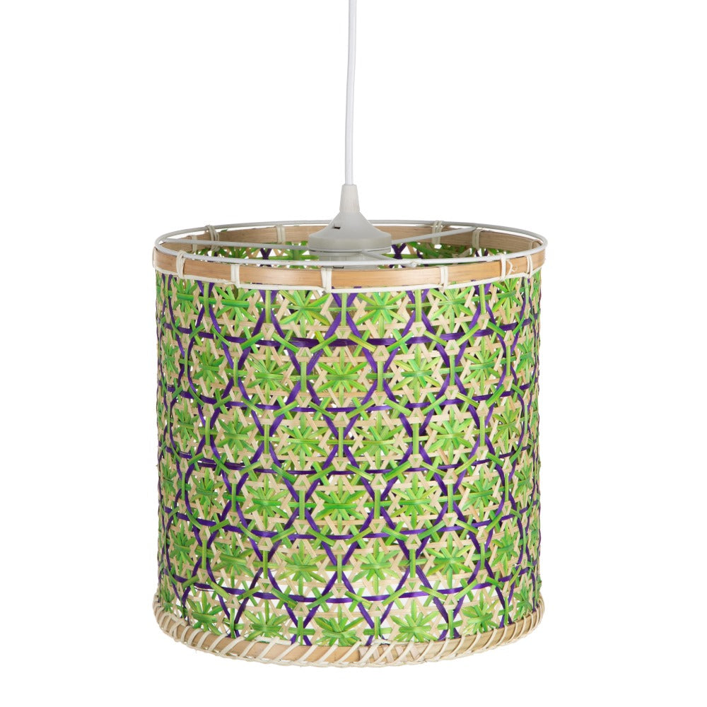 S/3 LÁMPARA TECHO NATURAL-VERDE BAMBÚ 32 X 32 X 29 CM