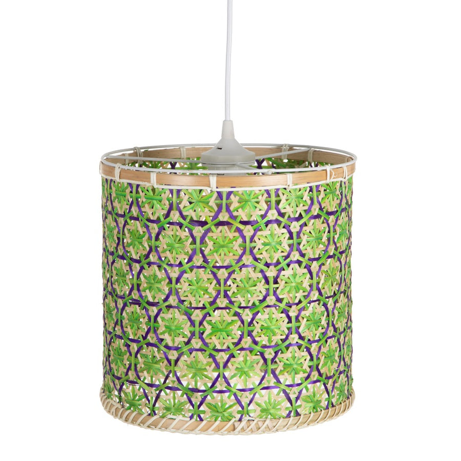 S/3 LÁMPARA TECHO NATURAL-VERDE BAMBÚ 32 X 32 X 29 CM