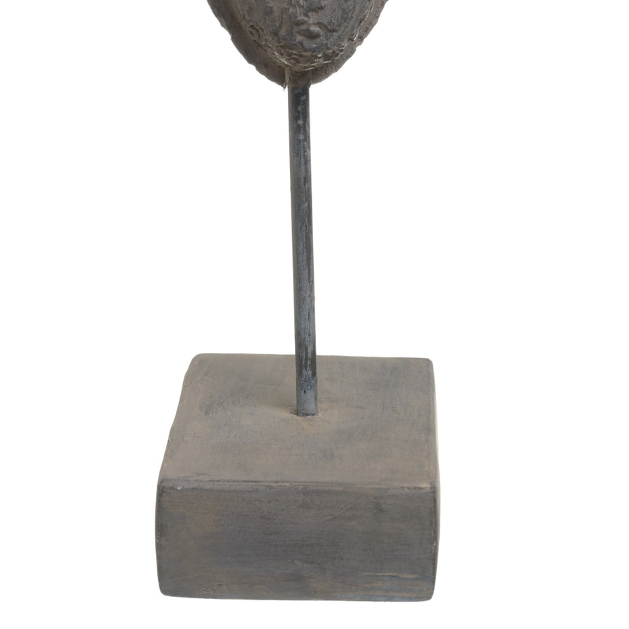 FIGURA MÁSCARA GRIS RESINA DECORACIÓN 19 X 12 X 62 CM