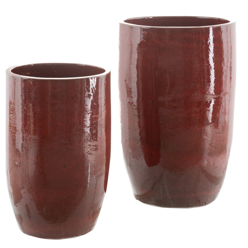 S/2 RED CERAMIC VASES DECORATION 52 X 52 X 80 CM
