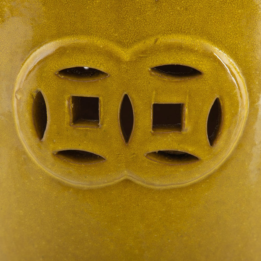 YELLOW CERAMIC DECORATIVE STOOL 35 X 35 X 48 CM