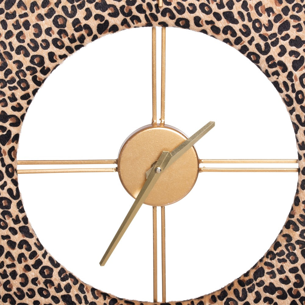 RELOJ LEOPARDO TEJIDO-METAL DECORACIÓN 48 X 3,50 X 48 CM