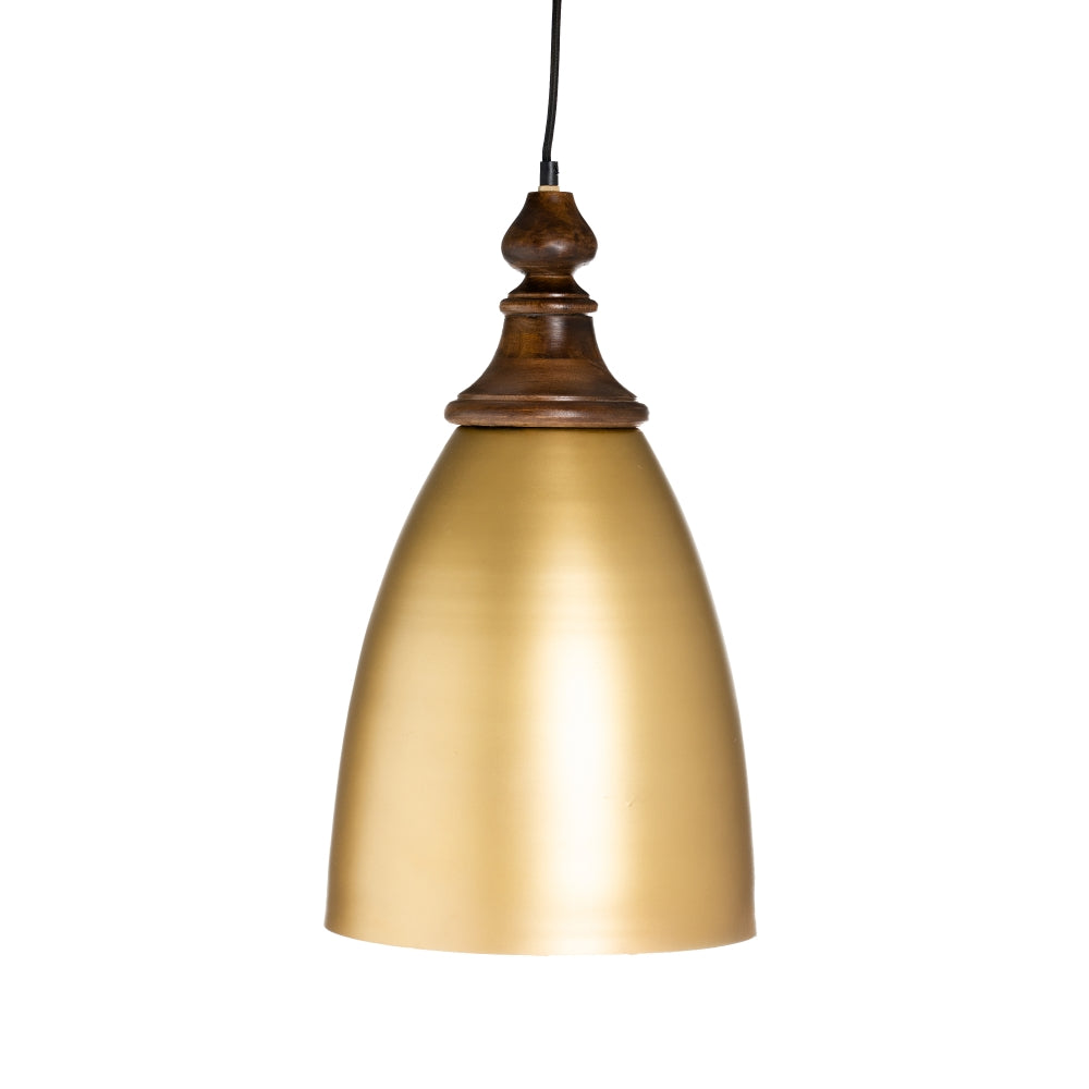 LÁMPARA TECHO ORO MADERA-HIERRO 21 X 21 X 37 CM