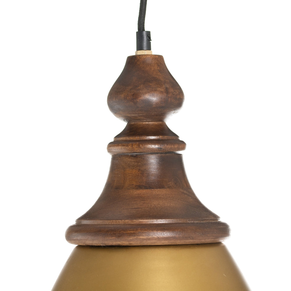 GOLD WOOD-IRON CEILING LAMP 30 X 30 X 53 CM