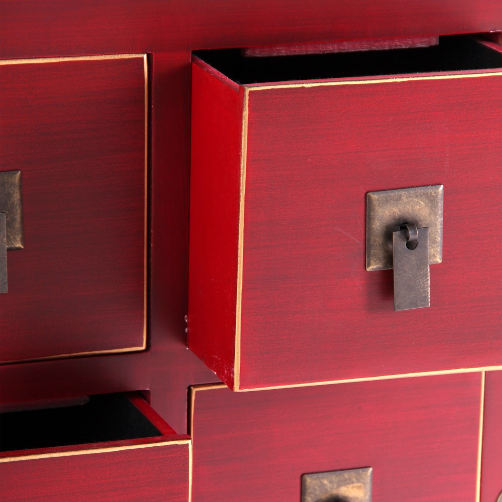 MUEBLE 8 CAJONES ROJO MADERA 130 X 24 X 50,50 CM