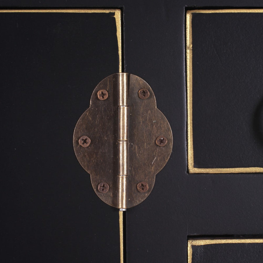 CONSOLA 4 PUERTAS Y 3 CAJONES NEGRO 95 X 26 X 90 CM