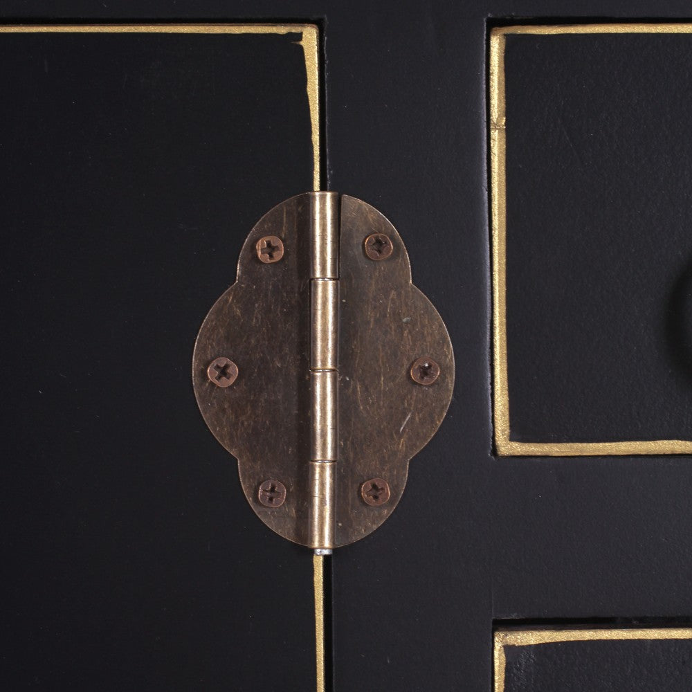 CONSOLA 2 PUERTAS Y 6 CAJONES NEGRO 63 X 26 X 80 CM