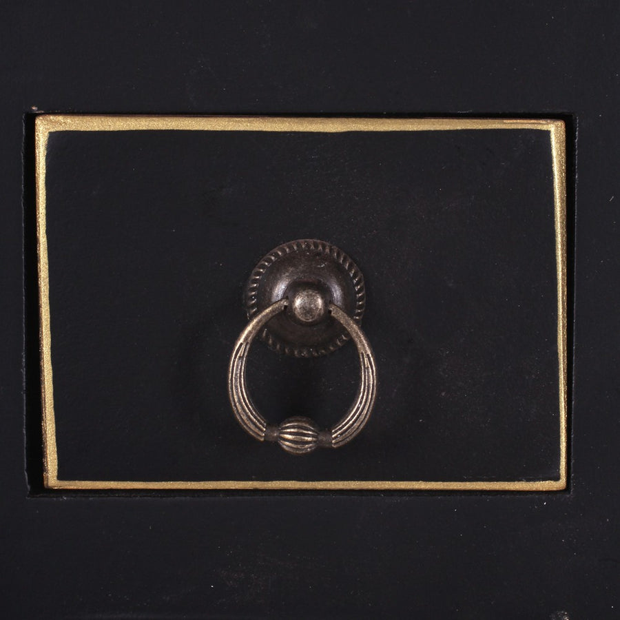 CONSOLA 2 PUERTAS Y 6 CAJONES NEGRO 63 X 26 X 80 CM