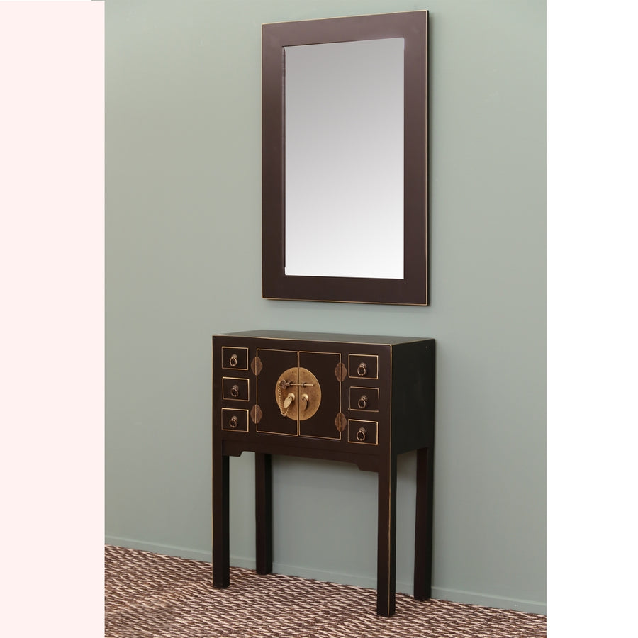 CONSOLA 2 PUERTAS Y 6 CAJONES NEGRO 63 X 26 X 80 CM