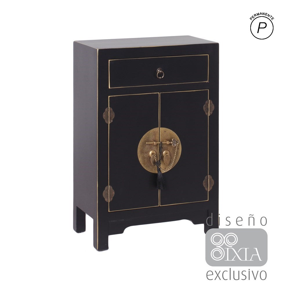 MESITA 2 PUERTAS Y 1 CAJÓN NEGRO 45 X 26 X 69 CM
