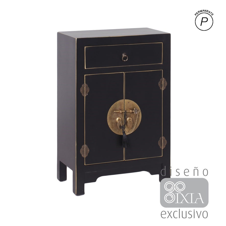 MESITA 2 PUERTAS Y 1 CAJÓN NEGRO 45 X 26 X 69 CM