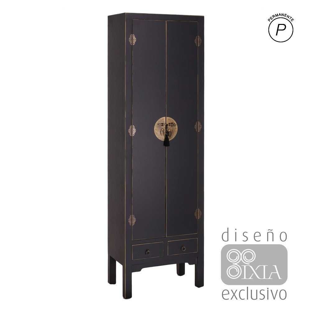 ARMARIO 2 PUERTAS Y 2 CAJONES NEGRO 55 X 33 X 185 CM