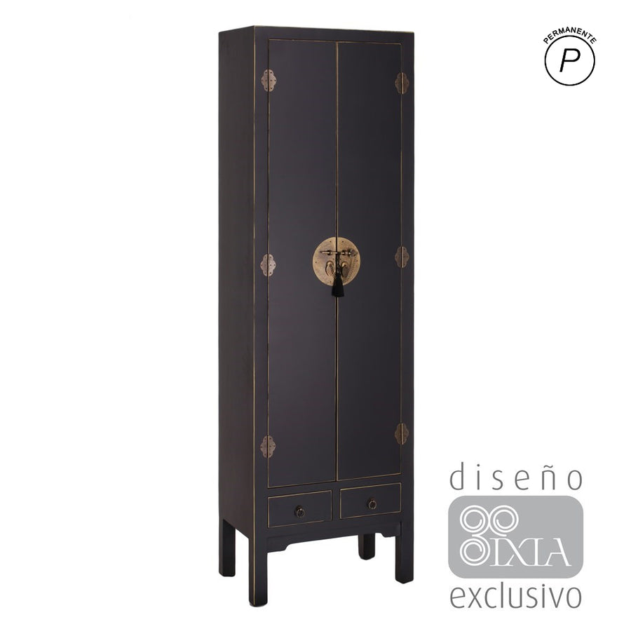 ARMARIO 2 PUERTAS Y 2 CAJONES NEGRO 55 X 33 X 185 CM