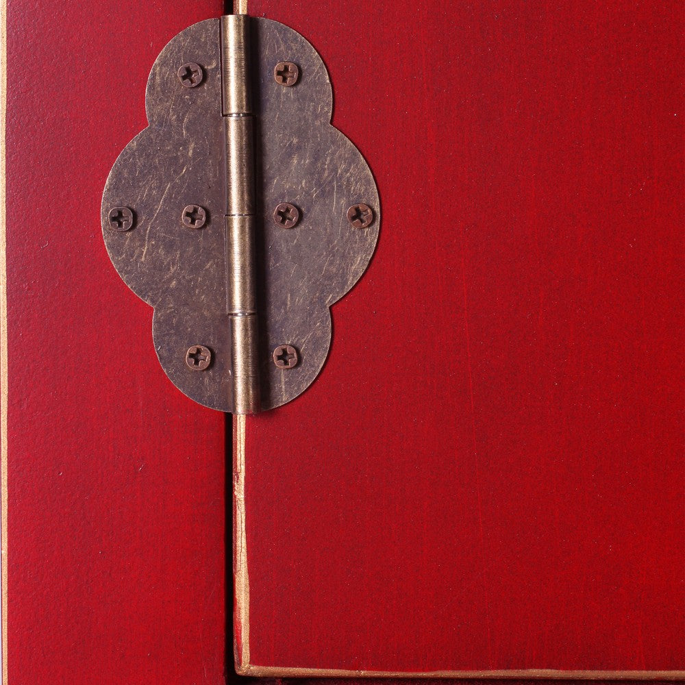 CONSOLA 2 PUERTAS Y 6 CAJONES ROJO 63 X 26 X 80 CM