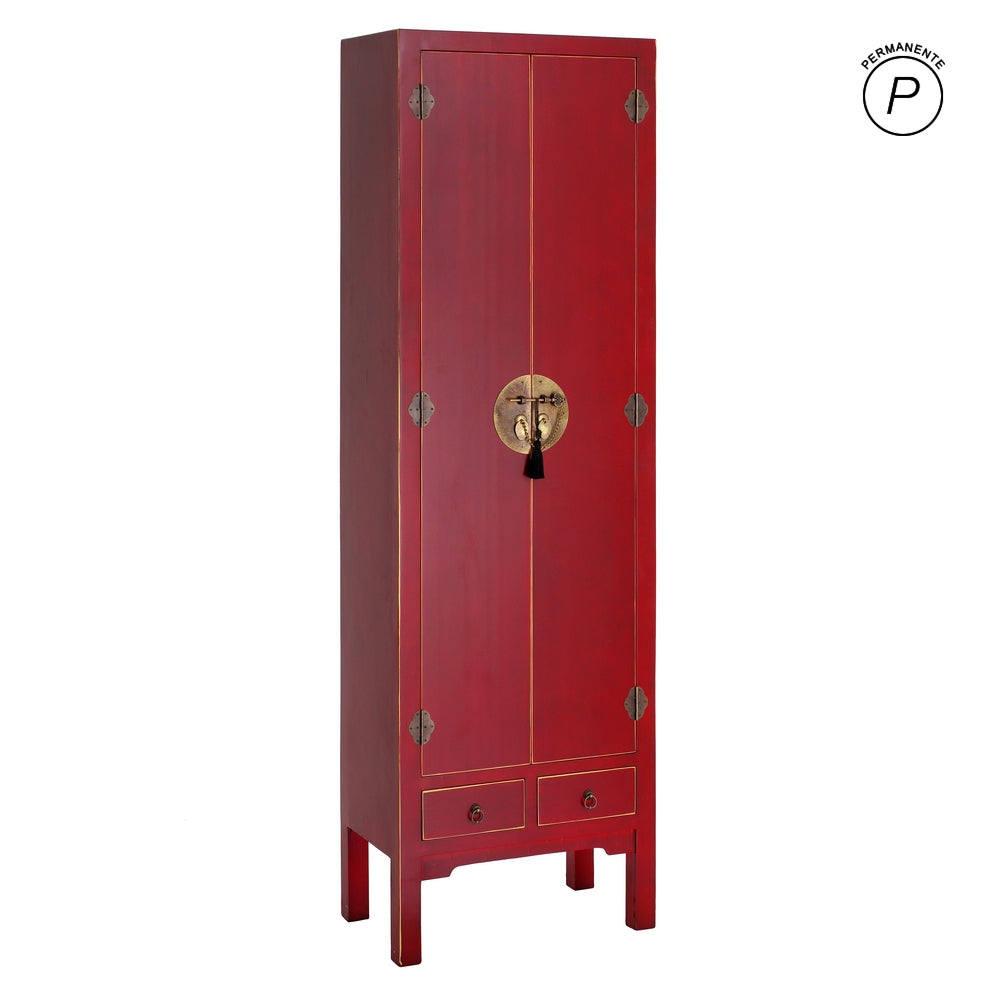 ARMARIO 2 PUERTAS Y 2 CAJONES ROJO 55 X 33 X 185 CM