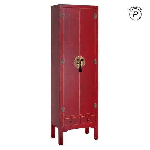 ARMARIO 2 PUERTAS Y 2 CAJONES ROJO 55 X 33 X 185 CM