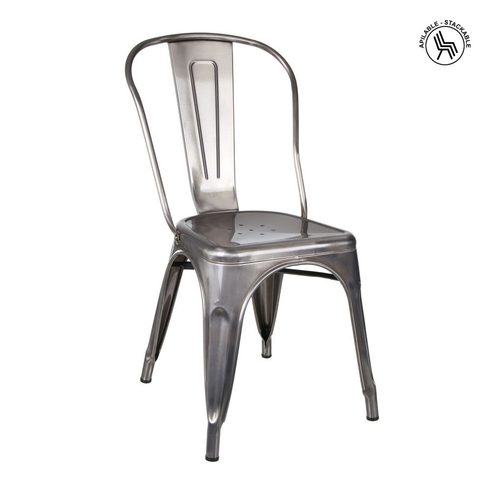 SILLA APILABLE PLATA METAL DALLAS 45 X 52,50 X 85 CM
