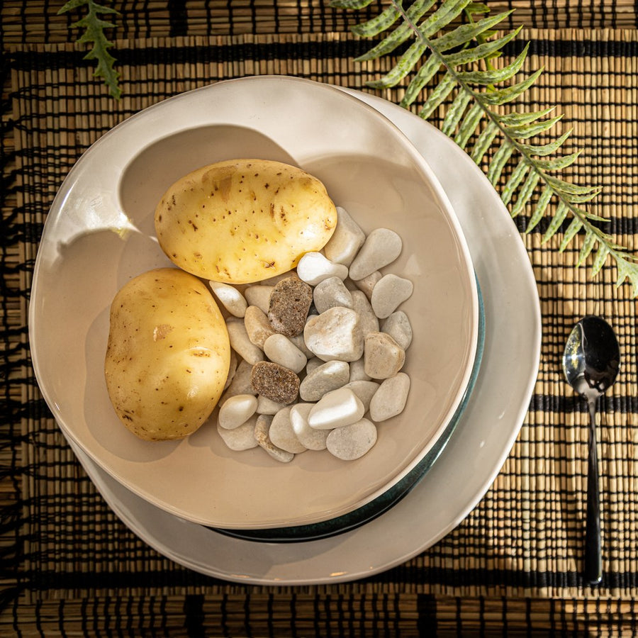 PLATO POSTRE BLANCO STONEWARE COCINA 20 X 20 X 2 CM