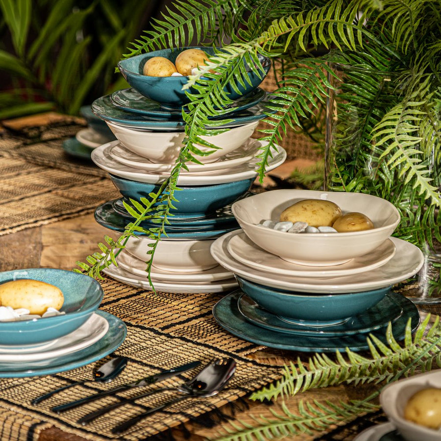 PLATO POSTRE BLANCO STONEWARE COCINA 20 X 20 X 2 CM