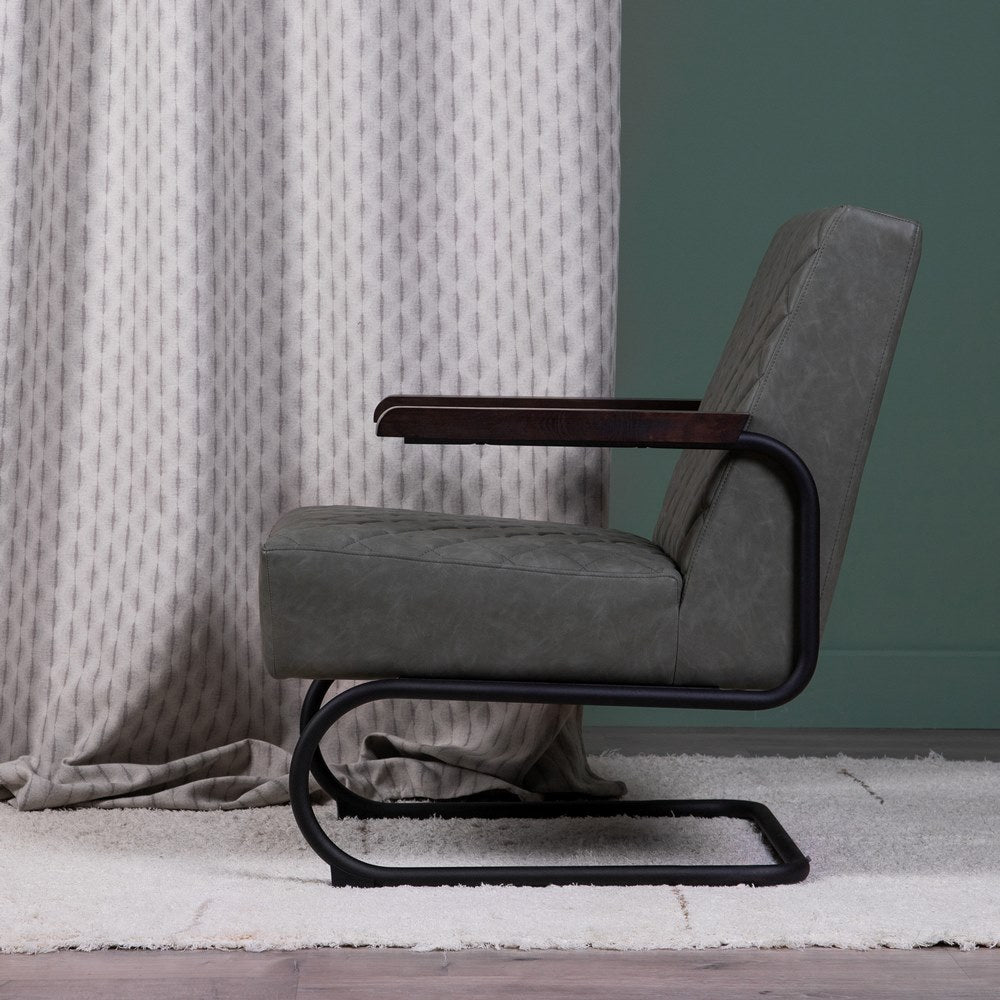 SILLÓN VERDE METAL / SIMIL PIEL SALÓN 61 X 70 X 85 CM