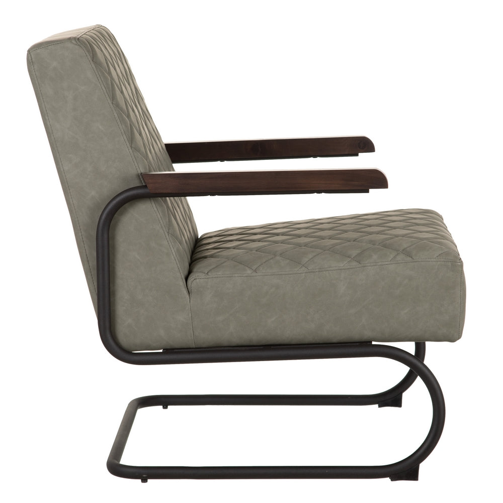 SILLÓN VERDE METAL / SIMIL PIEL SALÓN 61 X 70 X 85 CM