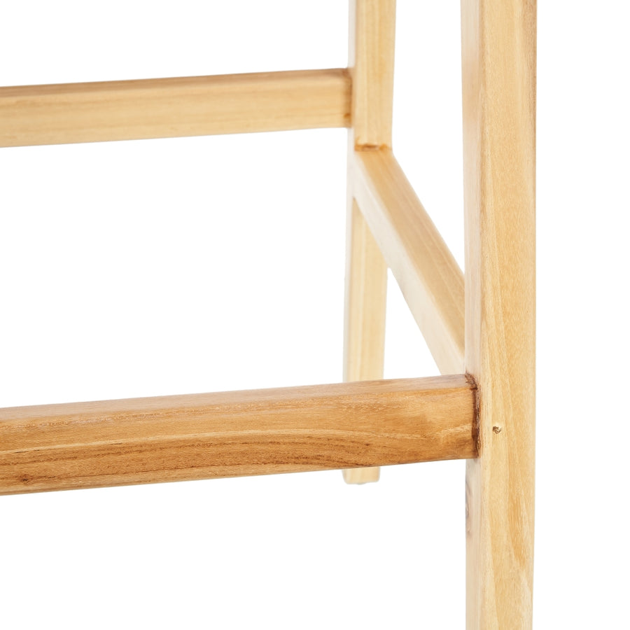 TABURETE BEIGE MADERA TECA-PIEL 45 X 57 X 95 CM