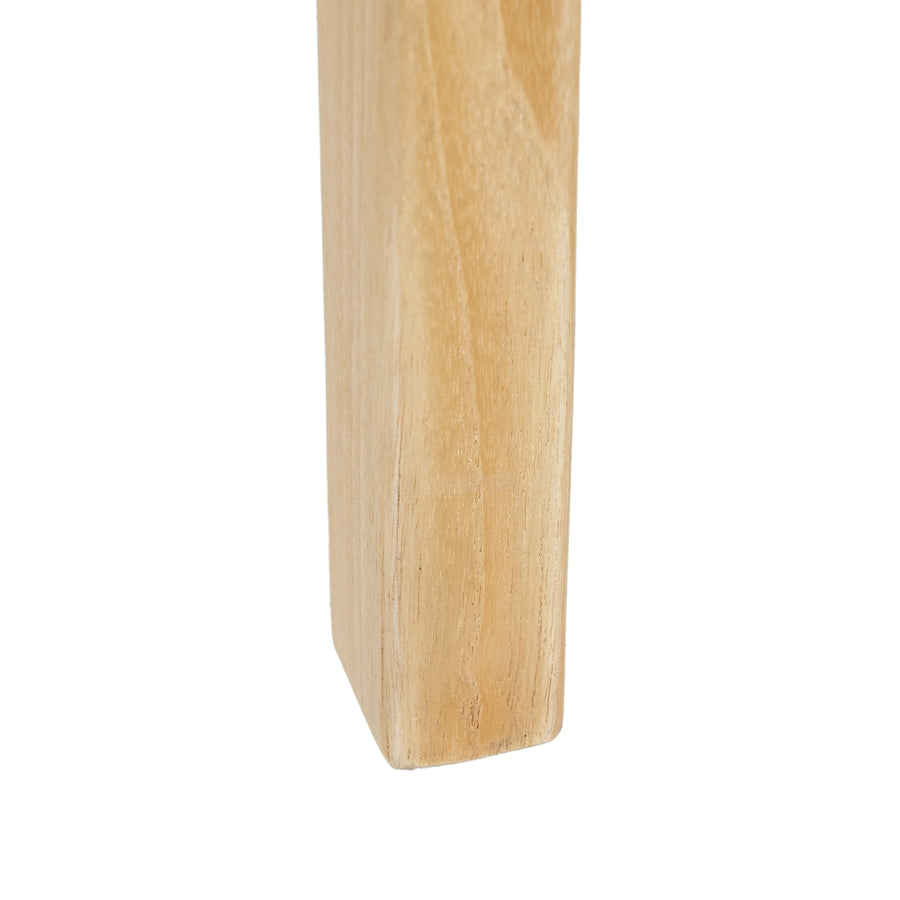 TABURETE BEIGE MADERA TECA-PIEL 45 X 57 X 95 CM