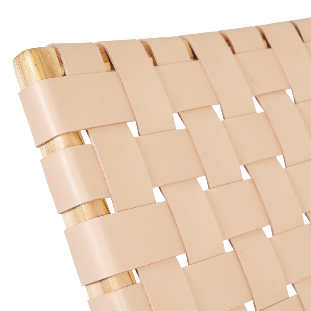 BUTACA BEIGE MADERA TECA-PIEL 74 X 78 X 75 CM