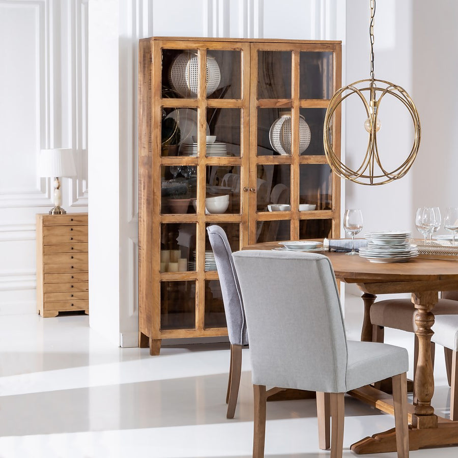 VITRINA NATURAL MADERA DE MANGO SALÓN 115 X 40 X 194 CM