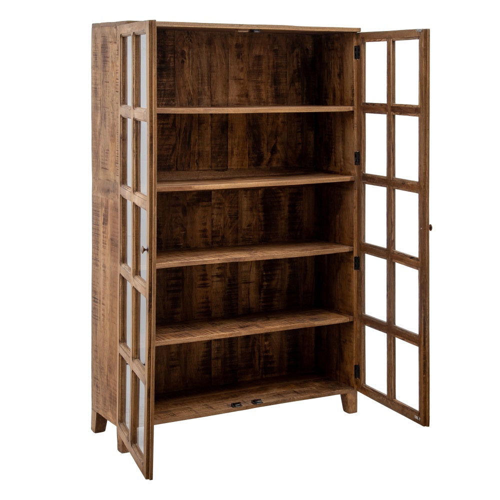 VITRINA NATURAL MADERA DE MANGO SALÓN 115 X 40 X 194 CM