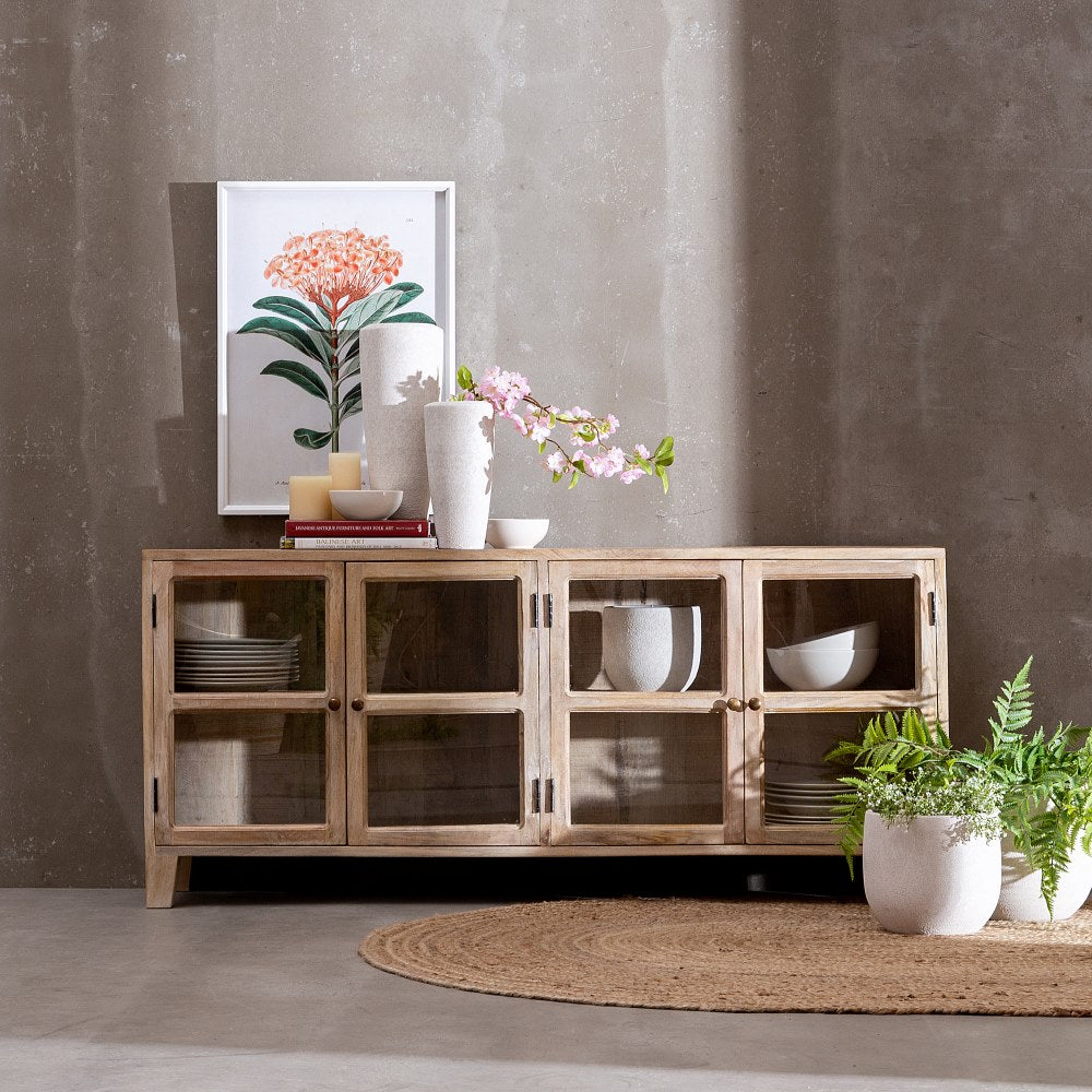 APARADOR BLANCO ROZADO MADERA DE MANGO 160 X 35 X 71 CM