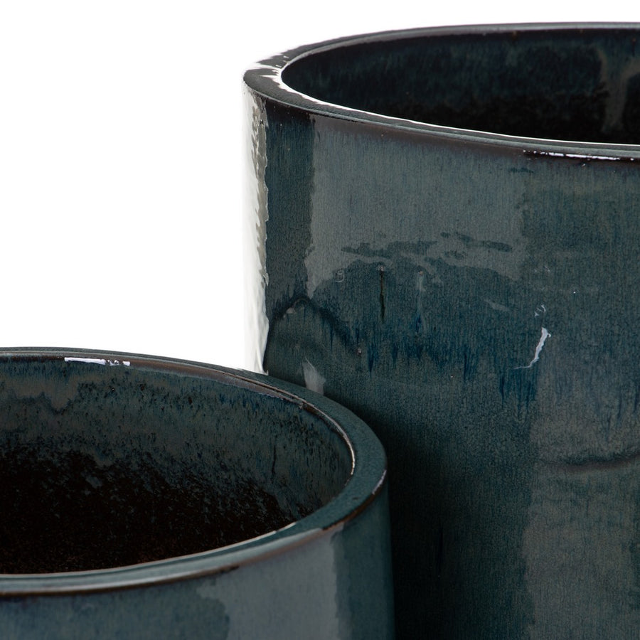 SET OF 2 BLUE CERAMIC DECORATIVE VASES 52 X 52 X 80 CM