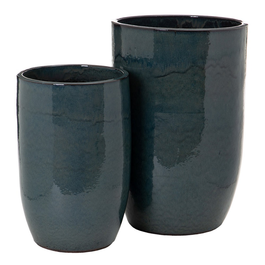 SET OF 2 BLUE CERAMIC DECORATIVE VASES 52 X 52 X 80 CM