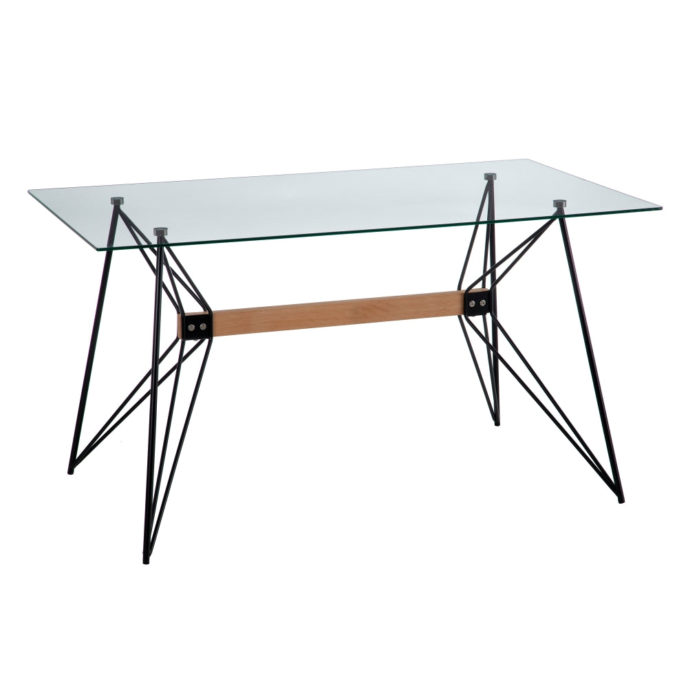 MESA COMEDOR NEGRO METAL-CRISTAL SAL�N 140 X 80 X 75 CM