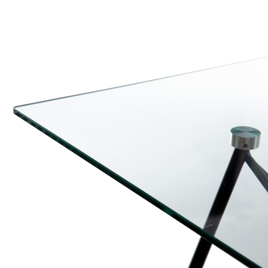 MESA COMEDOR NEGRO METAL-CRISTAL SALÓN 140 X 80 X 75 CM