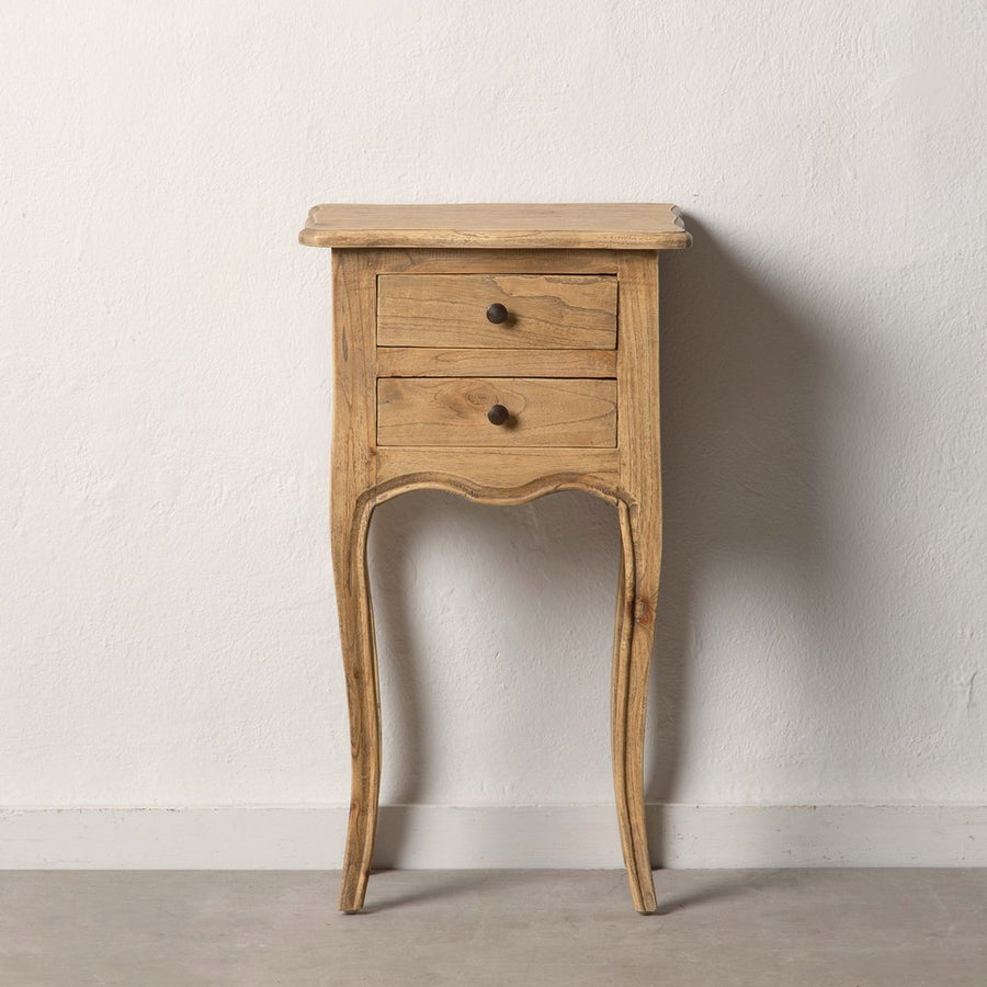MESITA NATURAL MADERA MINDI DORMITORIO 40 X 30 X 72 CM
