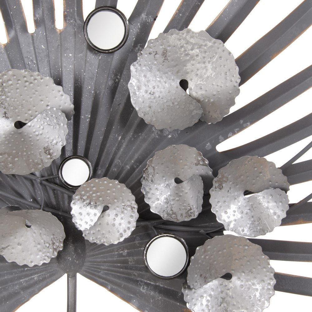 SILVER METAL WALL MURAL DECORATION 94 X 10 X 116.50 CM