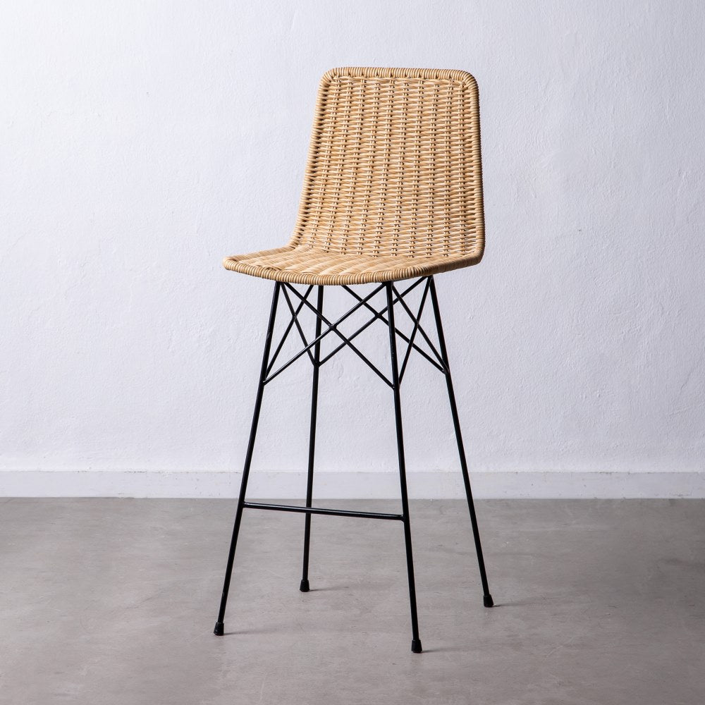 TABURETE NATURAL-NEGRO PP/METAL SALÓN 45 X 41 X 113 CM