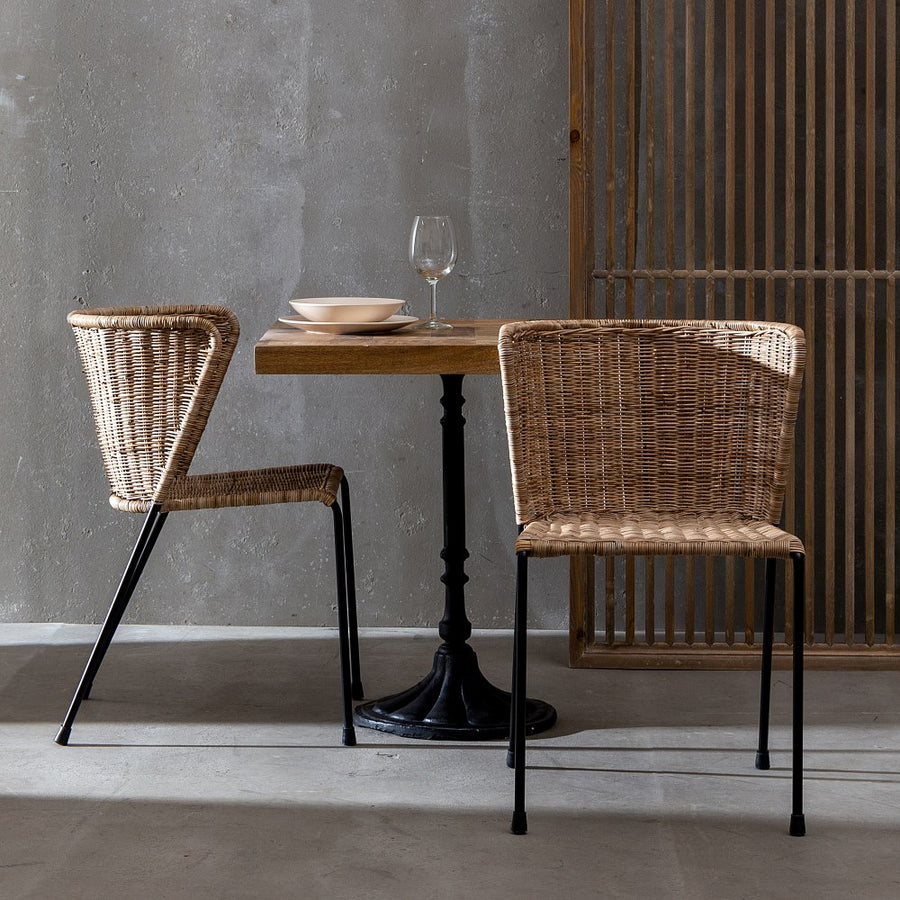 SILLA NATURAL-NEGRO FIBRA NATURAL-METAL 50 X 54 X 77 CM