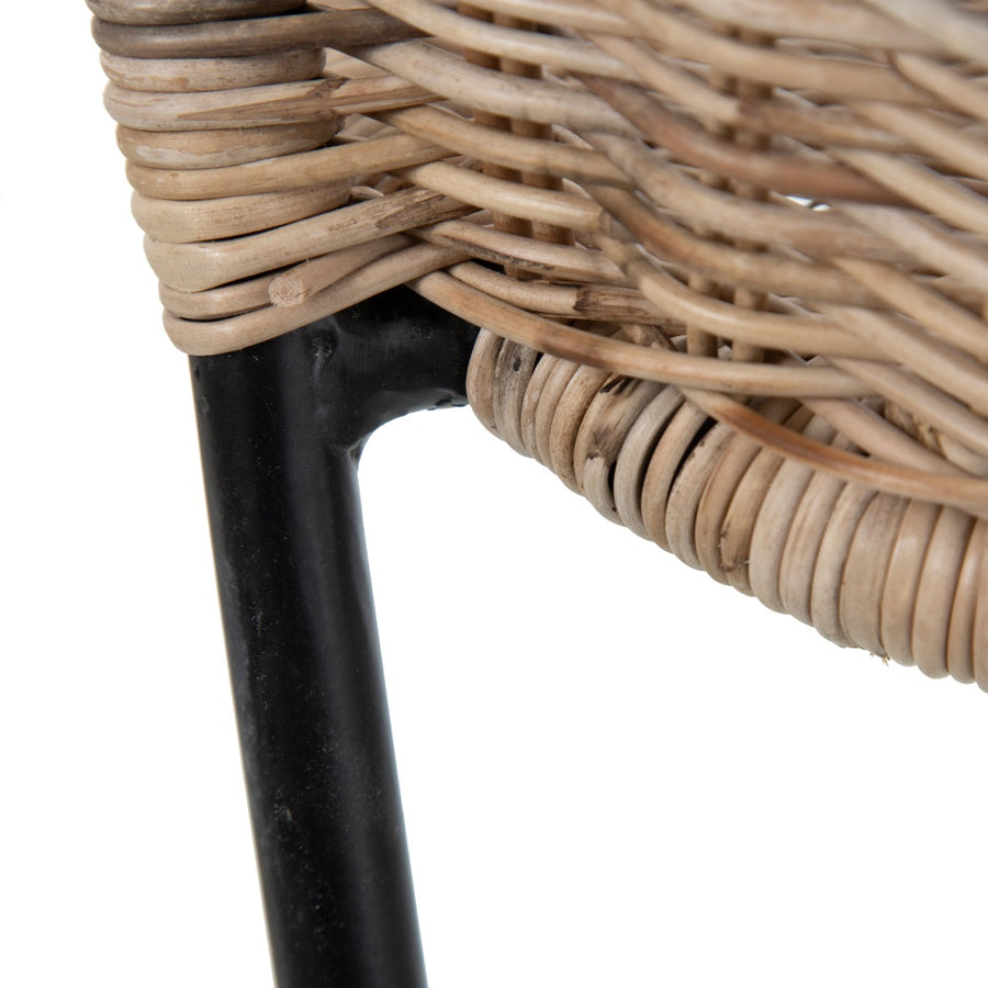 SILLA NATURAL-NEGRO FIBRA NATURAL-METAL 50 X 54 X 77 CM
