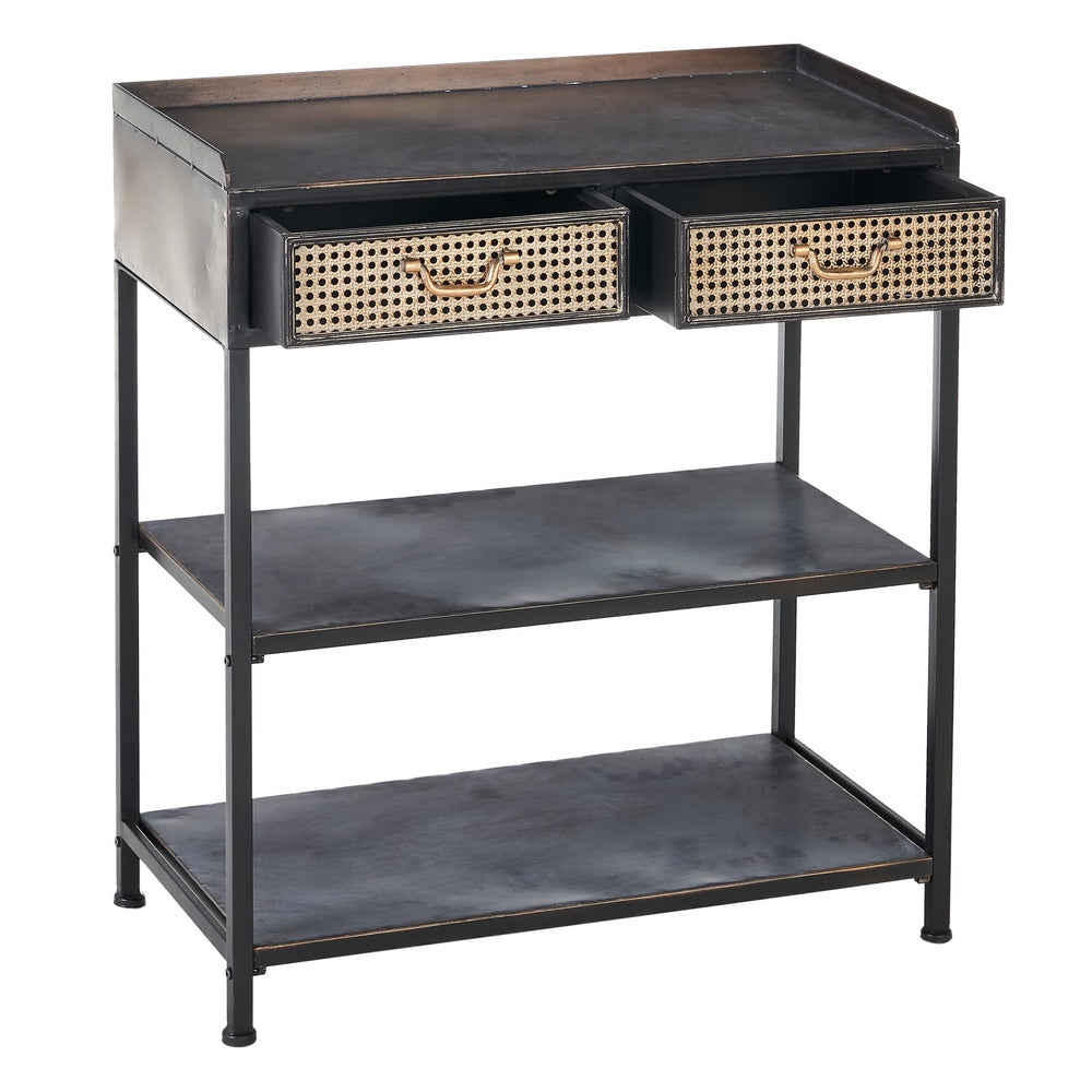 MUEBLE RECIBIDOR NEGRO-MARRÓN METAL 75,50 X 38 X 85 CM