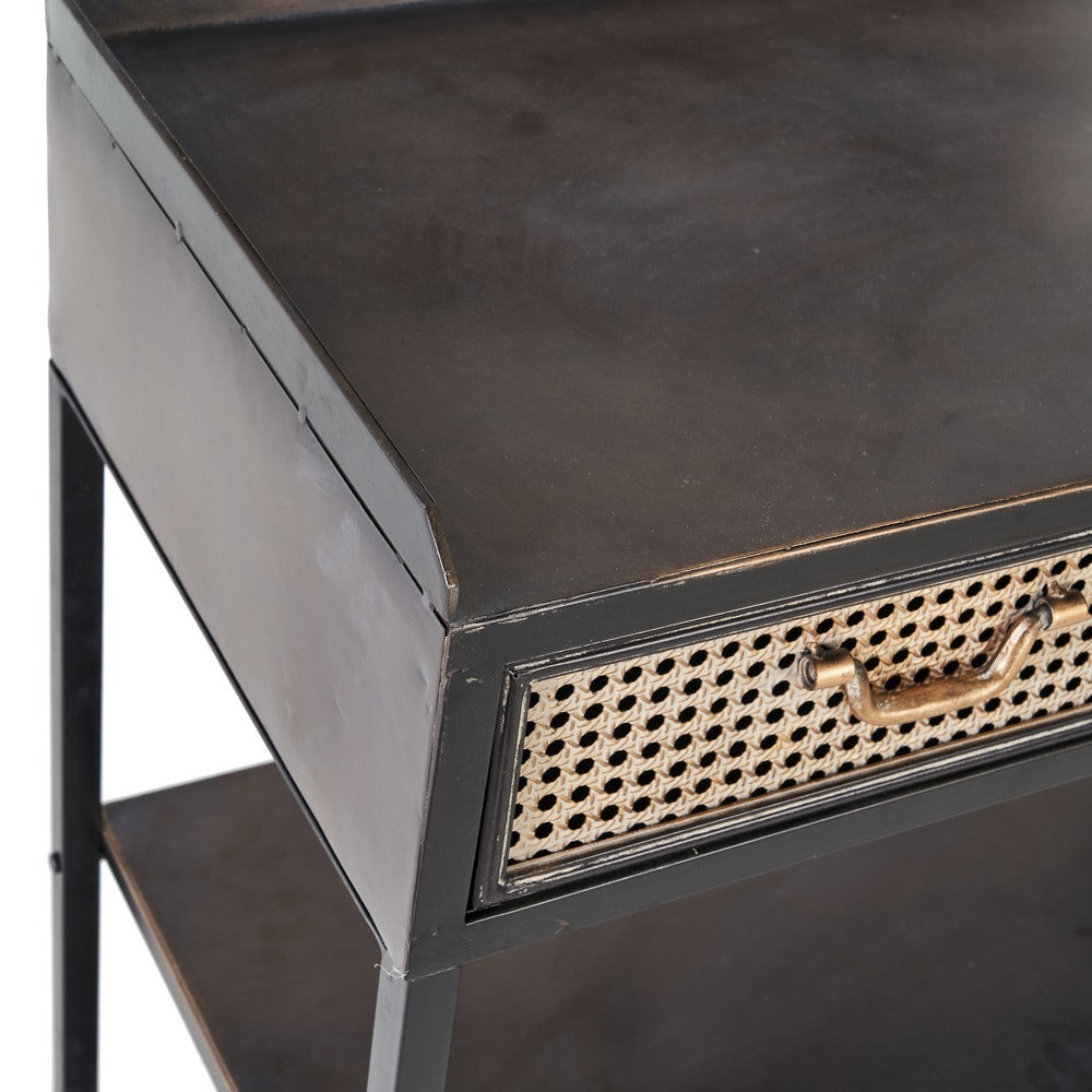 MUEBLE RECIBIDOR NEGRO-MARRÓN METAL 75,50 X 38 X 85 CM