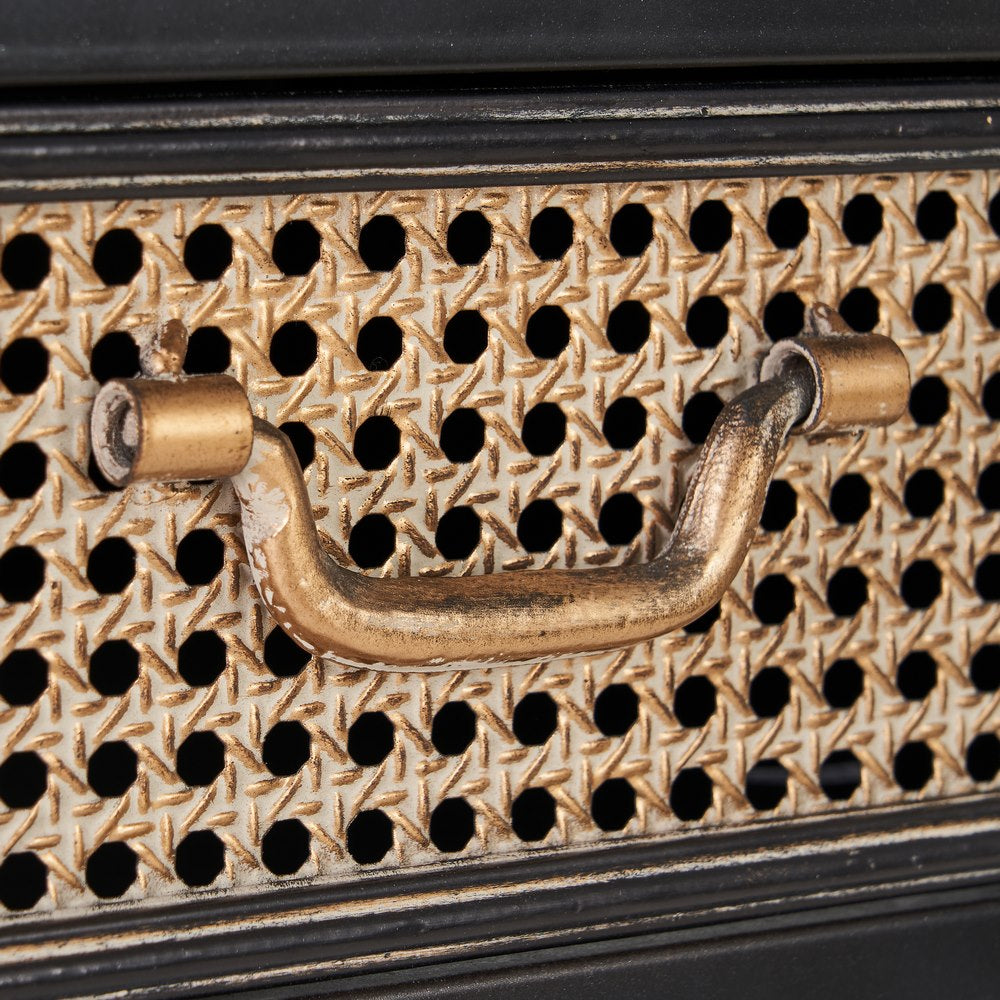 MUEBLE RECIBIDOR NEGRO-MARRÓN METAL 75,50 X 38 X 85 CM