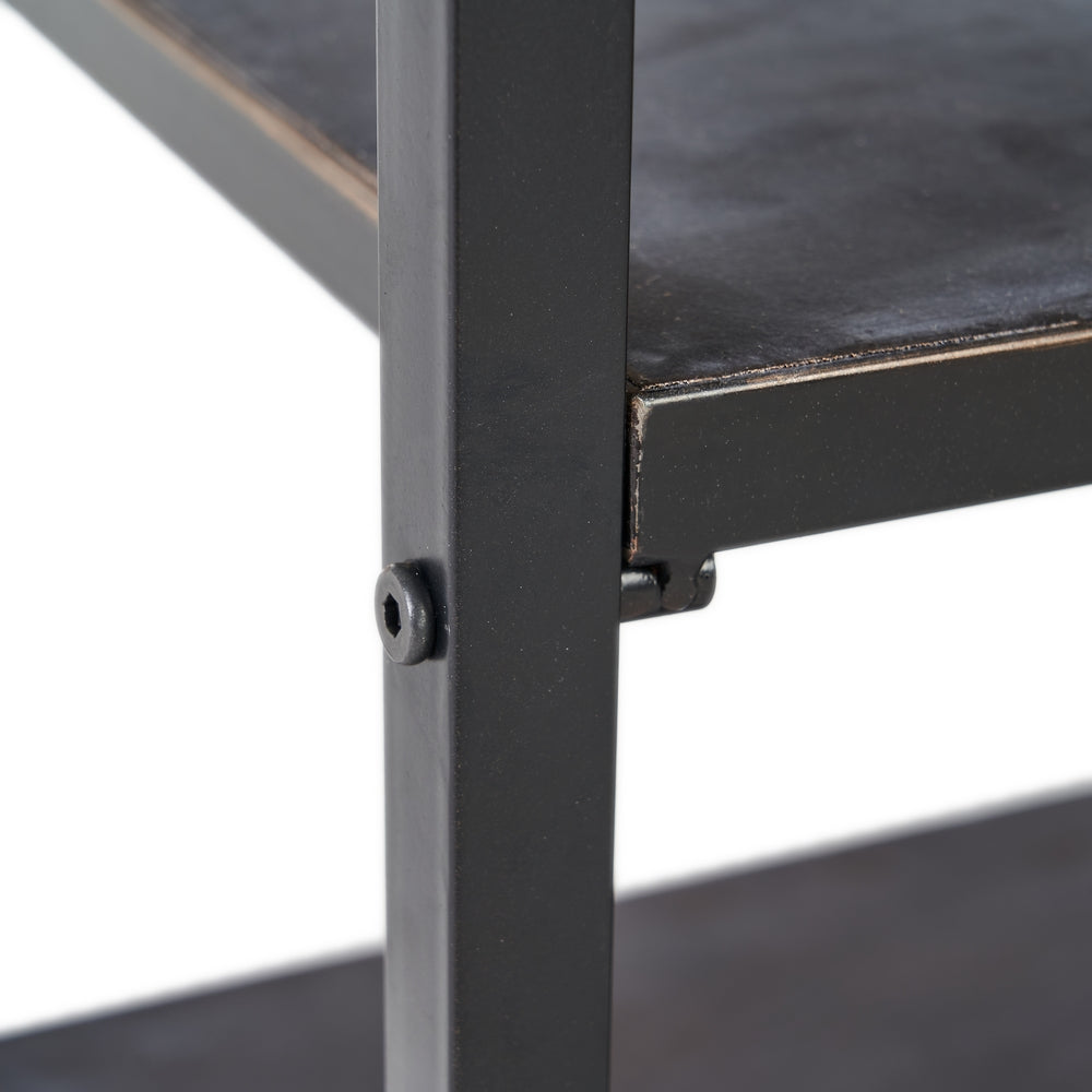 MUEBLE RECIBIDOR NEGRO-MARRÓN METAL 75,50 X 38 X 85 CM
